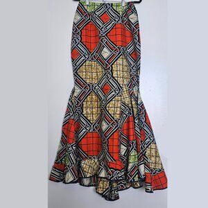 Unique Elegant Handmade African Print Fishtail Maxi Skirt, S (please, read)